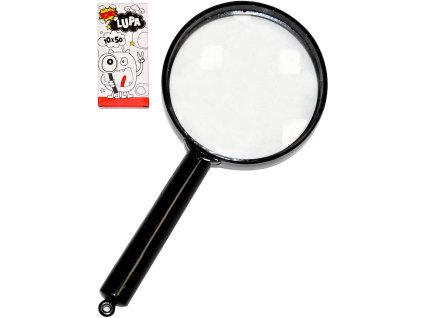 Lupa dětská černá klasická zvětšovací sklo v krabičce plast/sklo