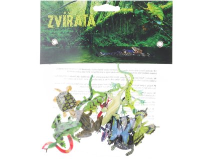 Zvířata z pralesa 4cm plastové figurky zvířátka divoká set 12ks v sáčku
