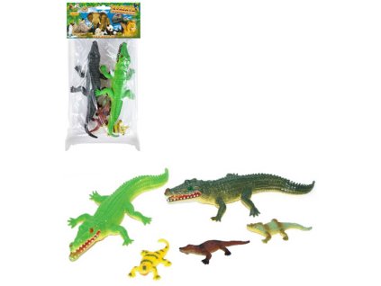 Krokodýli barevní set 5ks zvířátka figurky v sáčku plast