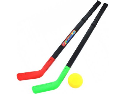 Hokejky plastové barevné dětské set 2ks s pukem