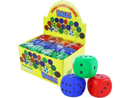 Míček soft pěnový 6cm kostka hrací měkká 3 barvy