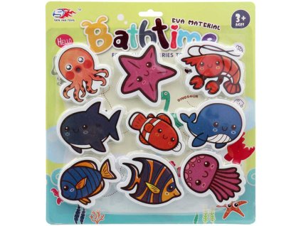 Zvířátka pěnová nalepovací Mořský svět vodolepky set 9ks do vany