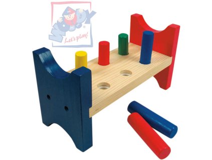 WOODY DŘEVO Zatloukačka set kolíčky a palička *DŘEVĚNÉ HRAČKY*