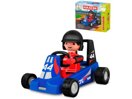 EFKO IGRÁČEK Závodník povolání set figurka kloubová + modrá motokára