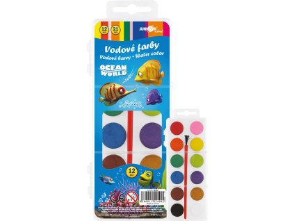 Barvy vodové set se štětcem Ocean World rybičky vodovky 12 barev
