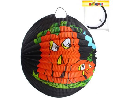 Lampión kulatý černý Halloween 2 dýně papírový 25cm na svíčku