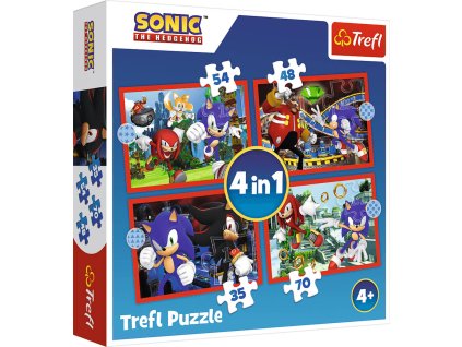 TREFL PUZZLE 4v1 Ježek Sonic Dobrodružná jízda 29x21cm 207 dílků skládačka