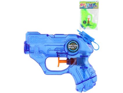 Pistolka dětská vodní barevná stříkací 11cm průhledná na vodu 2 barvy