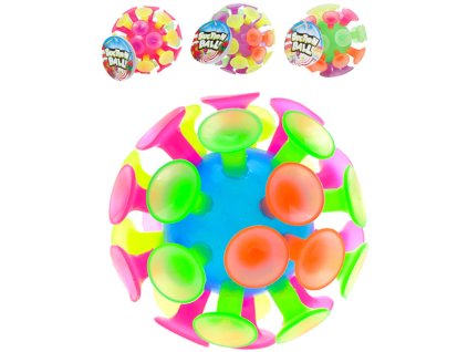 Míček s přísavkami měkký balónek 4 barvy plast