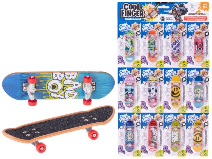 Skateboard prstový kovový prkno s grafikou různé druhy na kartě