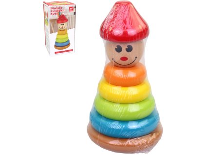 DŘEVO Panáček pyramida navlékací věžička s kroužky *DŘEVĚNÉ HRAČKY*