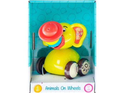 BAM BAM Baby slon 11cm zvířátko na kolečkách pro miminko plast