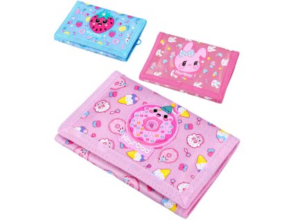 Peněženka dětská textilní rozkládací holčičí donut / zajíc / jahoda 3 druhy