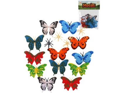 Zvířata motýli 7-8cm plastové figurky zvířátka mix set 12ks v sáčku