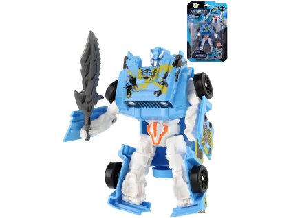 Transformer auto/robot 14cm transrobot bojový Modrý s přeměnou 2v1