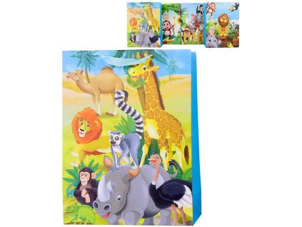 Taška dárková s obrázkem zvířátka Safari 30x40cm různé druhy