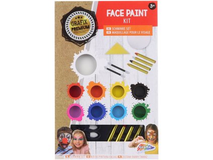 GRAFIX Obličejové barvy dětské premium set 9ks s doplňky