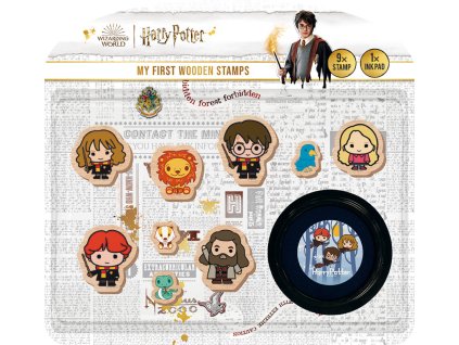 JIRI MODELS Moje první razítka Harry Potter set 9ks s poduškou DŘEVO