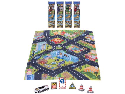 Roadblasters koberec dopravní město 80x70cm set s autem a doplňky 4 druhy