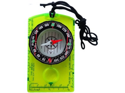 ACRA Buzola malá 11x6cm neonová žlutozelená (kompas) s lupou