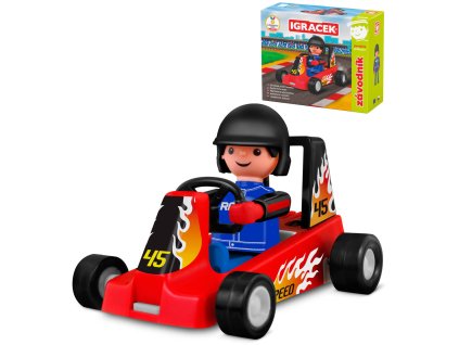 EFKO IGRÁČEK Závodník povolání set figurka kloubová + červená motokára