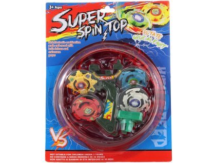 Hra vystřelovací káča set 4ks s arénou a vystřelovačem plast