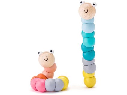 WOODY DŘEVO Motorický červík baby kloubový pro miminko 2 barvy