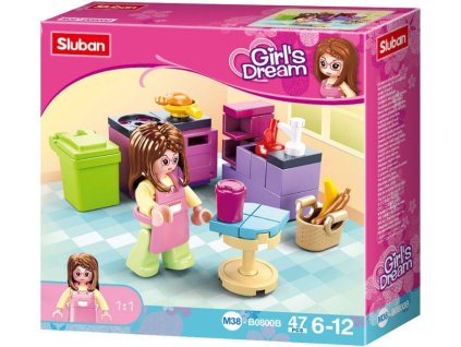 SLUBAN Girls Dream Kuchyň 47 dílků + 1 figurka STAVEBNICE