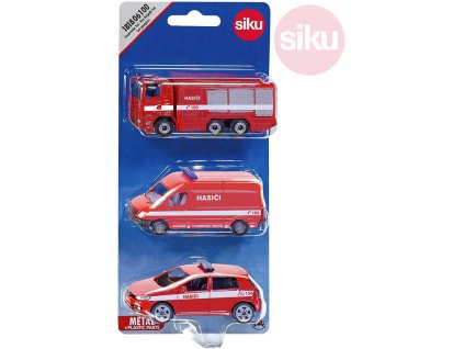 SIKU Auta Hasiči ČR požární vůz set 3ks model kov blister 1818