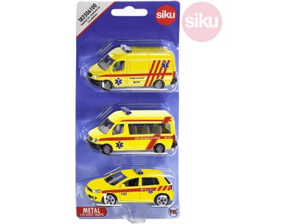 SIKU Auta žlutá Ambulance ČR set 3ks model kov blister 1825