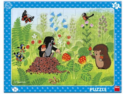 DINO Puzzle deskové 40 dílků Krtek a jahody (Krteček) 32x24cm skládačka