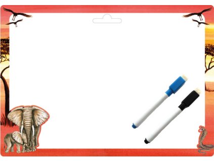 AKIM Tabulka oboustranná stíratelná Safari A4 set se 2 popisovači karton