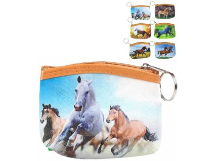 Peněženka dětská koníci 11x9cm na zip 6 druhů v sáčku