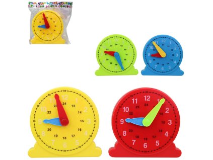 Hodiny barevné dětské ručičkové 15cm stolní plast 4 barvy