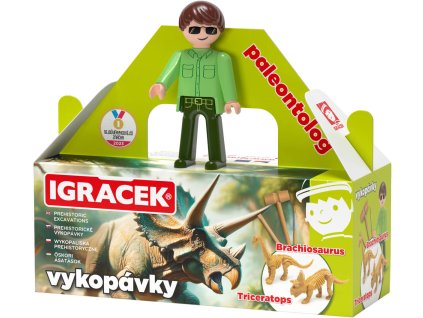 EFKO IGRÁČEK Paleontolog figurka dino vykopávky Triceratops a Brachiosaurus