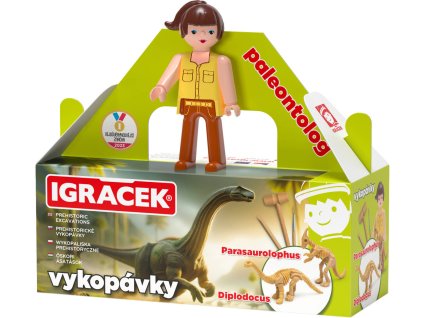 EFKO IGRÁČEK Paleontoložka figurka dino vykopávky Parasaurolophuse a Diplod