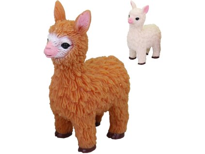 Zvířátko soft lama 9cm strečové natahovací gumové 2 barvy