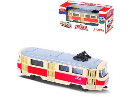 Tramvaj kovová mini 8,5cm retro volný chod český design v krabičce
