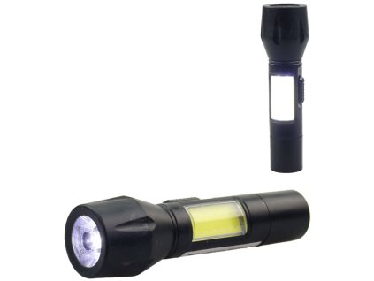 Baterka mini černá pracovní svítilna na dobíjecí baterii USB 2v1 Světlo