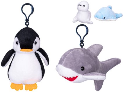 PLYŠ Klíčenka zvířátko mořské přívěsek na klíče 4 druhy