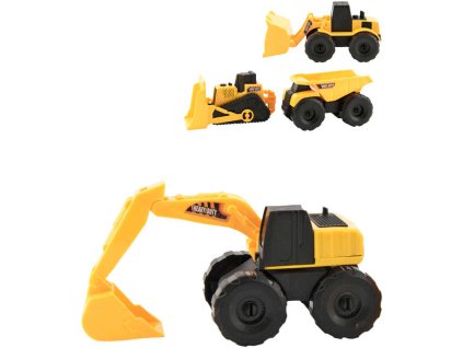 Auto pracovní žluté 12-14cm stroj stavební 5 druhů plast