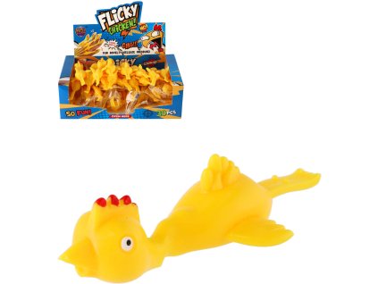 Kuře natahovací létací střílecí antistresové zvířátko silikonové dětská žertovinka