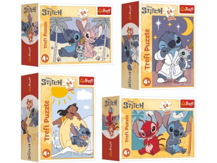 TREFL PUZZLE Stitchova dobrodružství mini 20x13cm 54 dílků 4 druhy