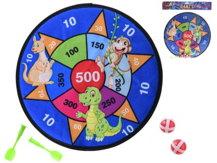 Terč textilní závěsný na suchý zip set se 2 šipakmi a 2 míčky