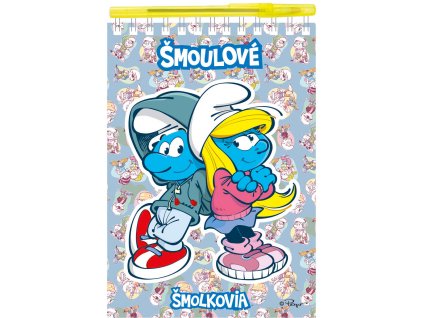 AKIM Psací sada Šmoulové blok A5 s kroužkovou vazbou + kuličkové pero