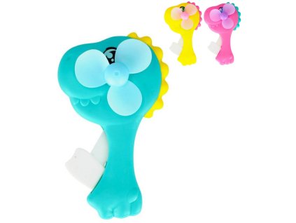 MEGA CREATIVE Větráček do ruky Dinosaurus manuální větrák 3 barvy