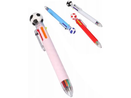 Pero kuličkové vícebarevné dětská šestibarvená propiska fotbal 4 barvy