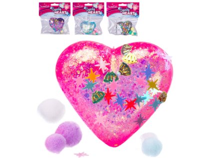 Srdce strečové antistresové mačkací s flitry a třpytkami 4 barvy