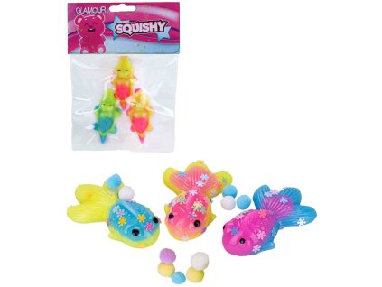 Zvířátko strečové antistresové s flitry set 3ks krokodýl / ryba 2 druhy