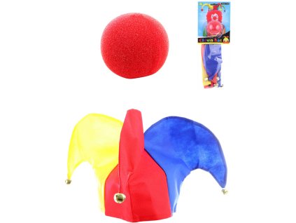 KARNEVAL Klaunův nos a čepice s rolničkami *KARNEVALOVÝ DOPLNĚK*